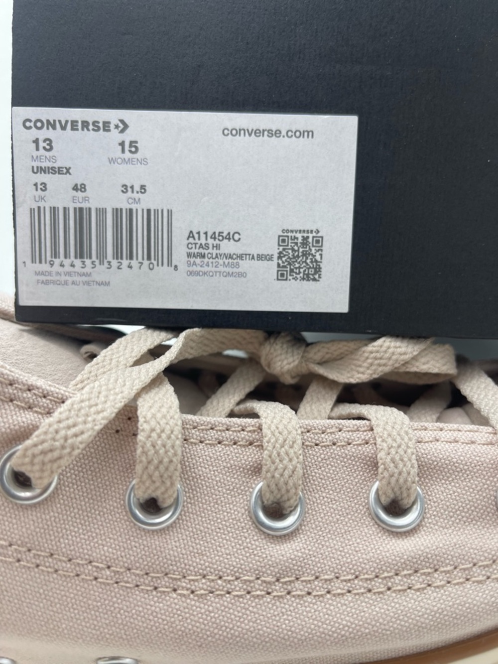 Converse Mens CTAS Hi Warm Clay Nachetta Beige A11454C High Top Sneakers Classic - Picture 16 of 16